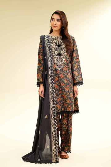 Nishat Linen 3 Piece - Printed Embroidered Suit - 42501356 Online Shopping